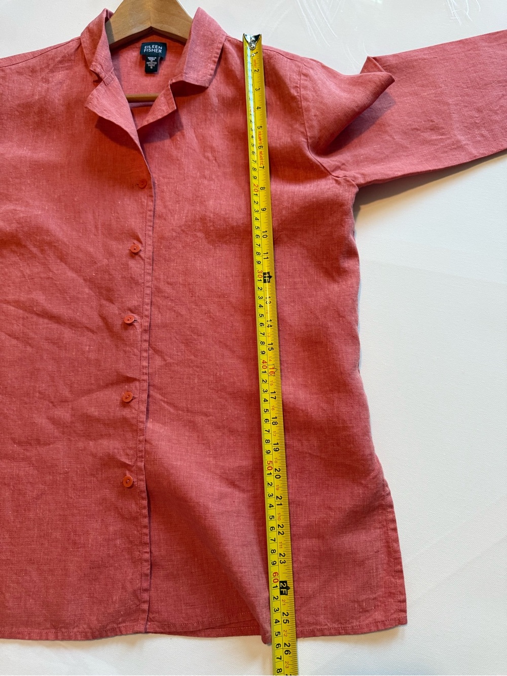 Eileen Fisher Coral Linen Button-Up Top and Skirt Set - Picture 11 of 11